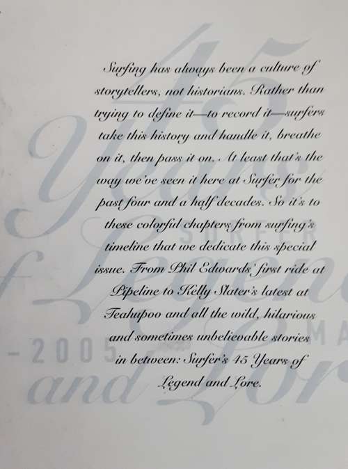 Surfer, Special Anniversary Collector`s Edition 45 Years of Legend and Love by Surfermag
