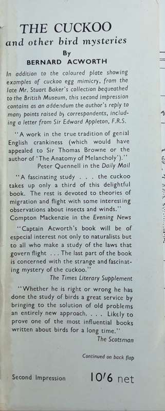The Cuckoo and Other Bird Mysteries by Bernard Acworth