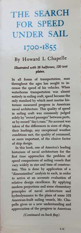The Search for Speed under Sail 1700-1855 by Howard I Chapelle