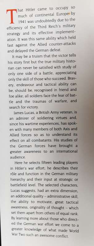 Hitler`s Enforcers, Leaders of the German War Machine 1939-1945 by James Lucas