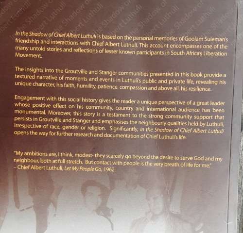 In The Shadow of Chief Albert Luthuli, Reflections of Goolam Suleman by Logan Naidoo