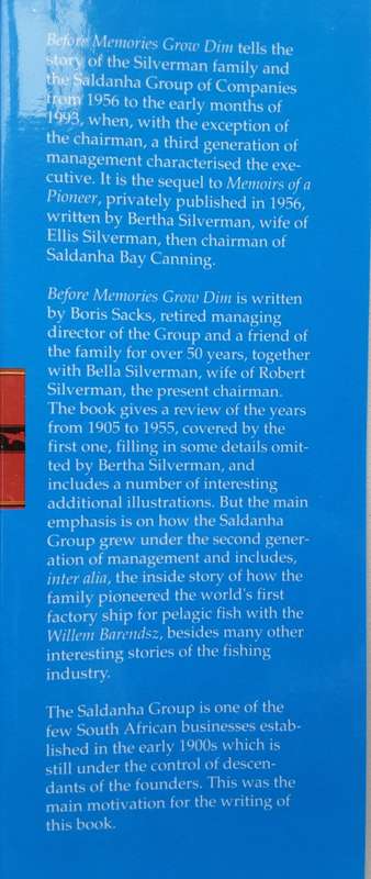 Before Memories Grow Dim... Story of a Family Business by Boris Sacks and Bella Silverman **SIGNED