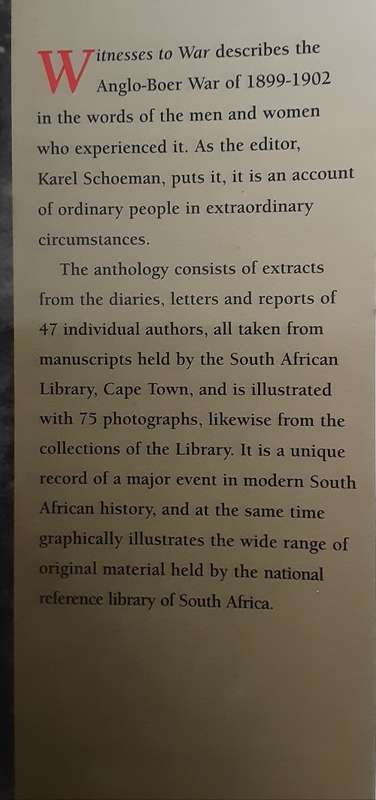 Witnesses To War, Personal Documents of the Anglo-Boer War edited by Karel Schoeman
