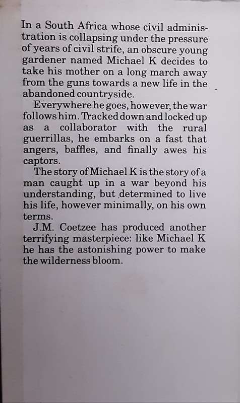 Life and Times of Michael K by J M Coetzee  **First Edition**