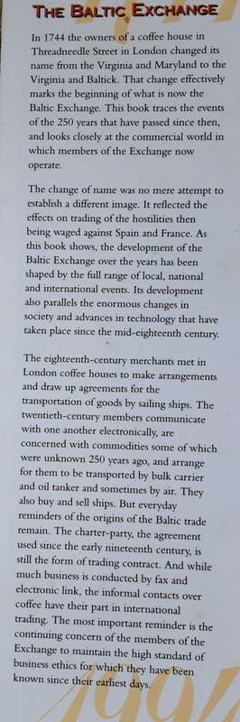 The Baltic Exchange< Baltick Coffee House to Baltic Exchange by Hugh Barty-King