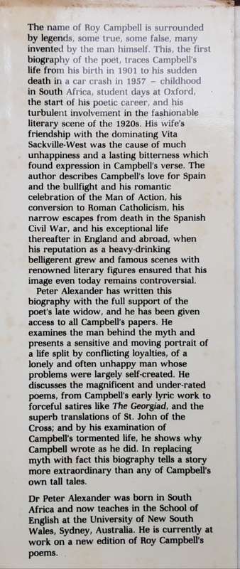 Roy Campbell A Critical Biography by Peter Alexander