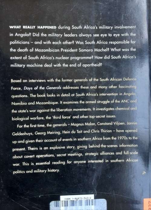 days of the Generals by Hilton Hamann