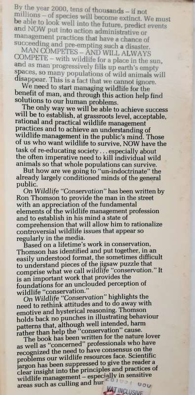 On Wildlife `Conservation` by Ron Thomson **SIGNED COPY**