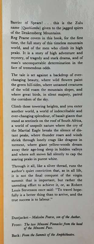 Barrier of Spears Drama of the Drakensberg by R O Pearse