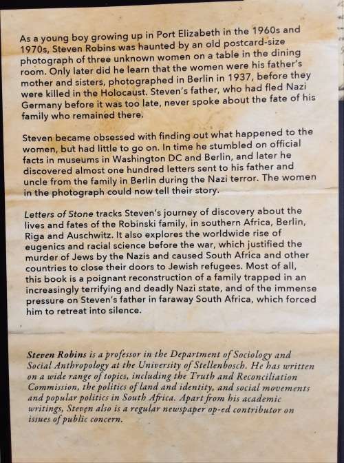 Letters of Stone, From Nazi Germany to South Africa by Steven Robbins