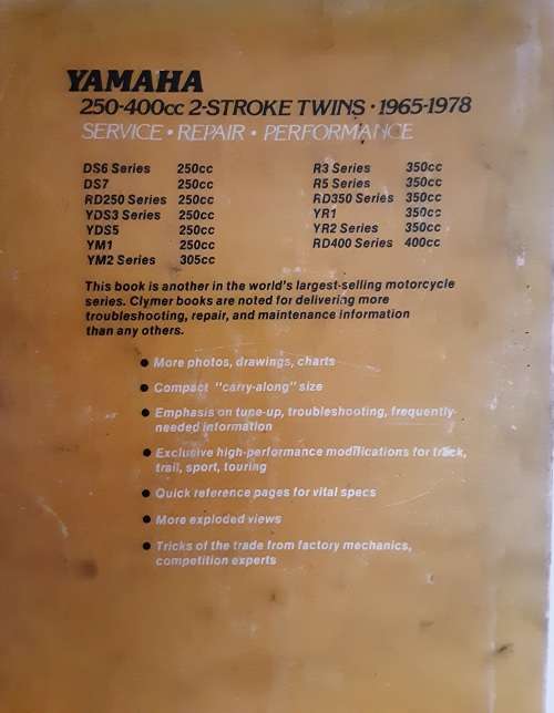 Clymer Yamaha 250-400cc 2 stroke twins 1965-1978 service, repair, performance