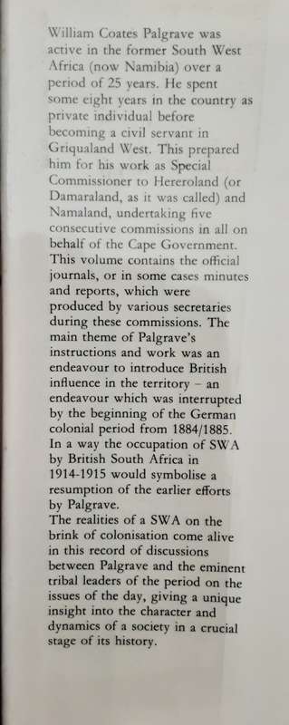 The Commissions of W C Palgrave, Special Emissary to South West Africa 1876-1885 by Stals