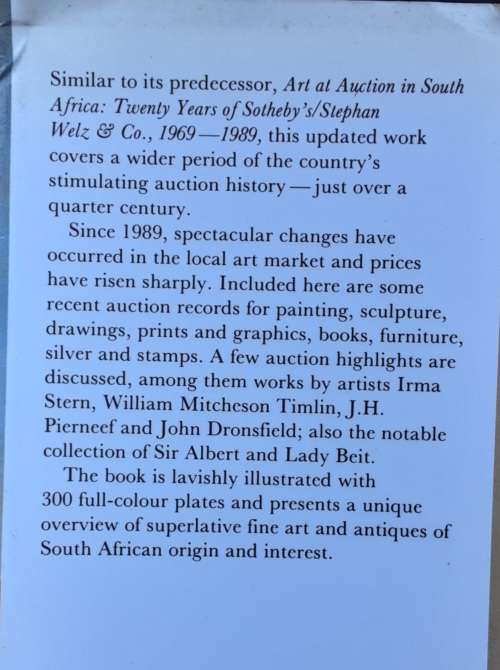 Art At Auction in South Africa, The Art Market Review 1969 to 1995 by Stephan Welz