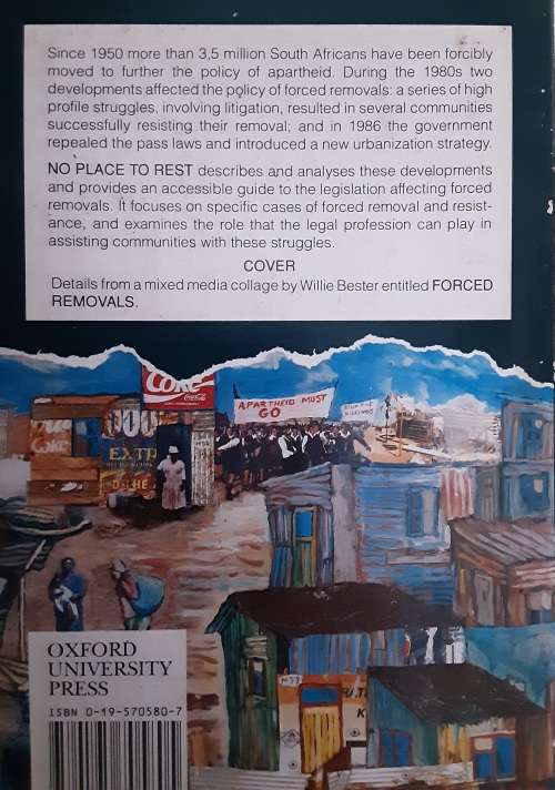 No Place To Rest Forced Removals and the Law in S Africa edited by Murray and O`Regan