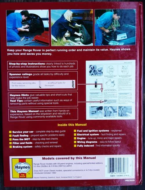 Range Rover 19790 to Oct 1992 up to K Registration Petrol Haynes Manual 0606
