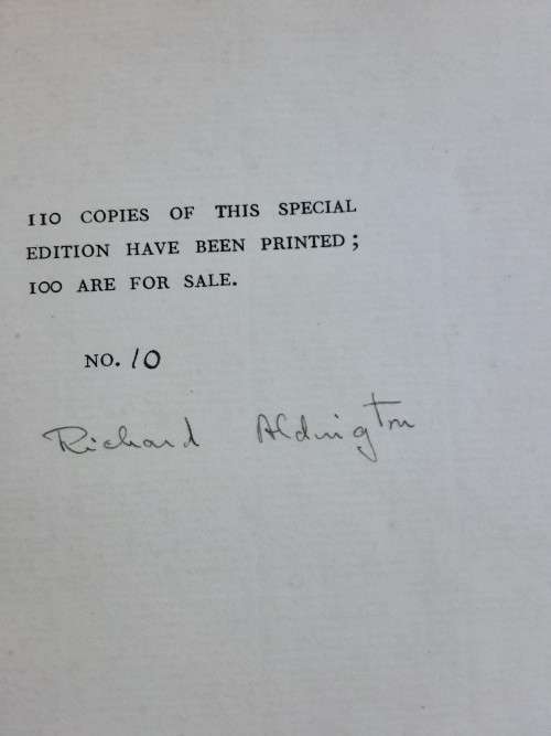 Soft Answers by Richard Aldington ***SIGNED limited Edition nbr 10/110***