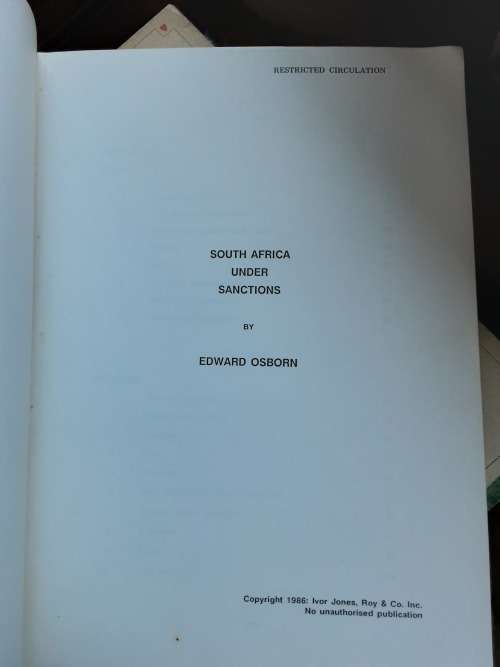 South Africa Under Sanctions by Edward Osborn **SCARCE**
