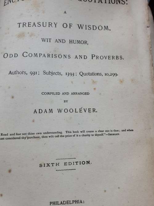 Encyclopaedia of Quotations, A Treasury of Wisdom, Wit and Humour by Adam Woolever