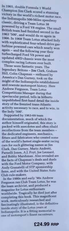 Team Lotus, The Indianapolis Years by Andrew Ferguson