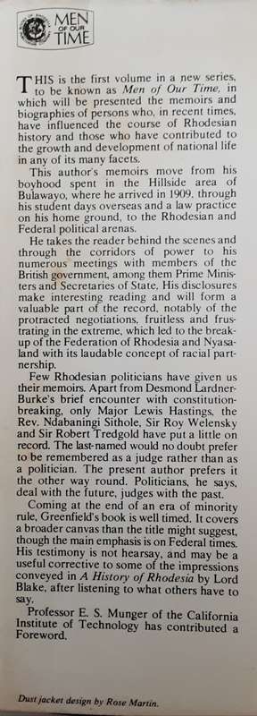 Testimony of a Rhodesian Federal by J M Greenfield