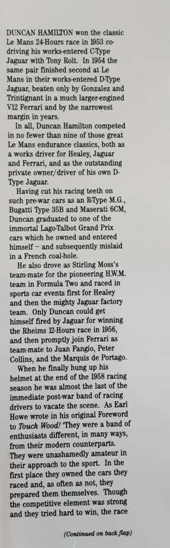 Touch Wood! Duncan Hamilton Autobiography of the Le Mans Winner
