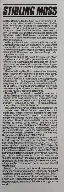 Stirling Moss, My Cars, My Career by Stirling Moss with Doug Nye
