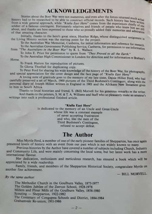 Kialla East Hero, A Story of the Boer War by Myrtle L Ford ****Signed Copy****