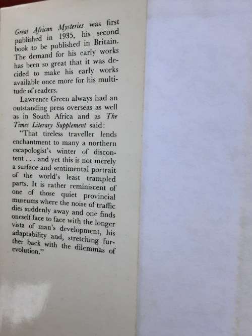 Great African  Mysteries by Lawrence G Green