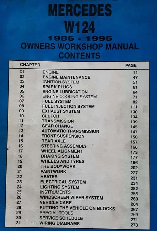MERCEDES W124 1985-1995 Owners Workshop Manual by Technibooks