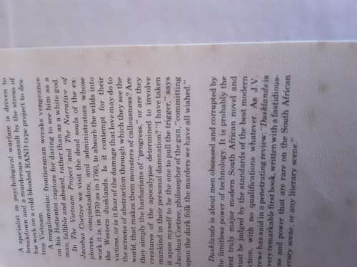 Dusklands by J M Cotzee **First Edition **