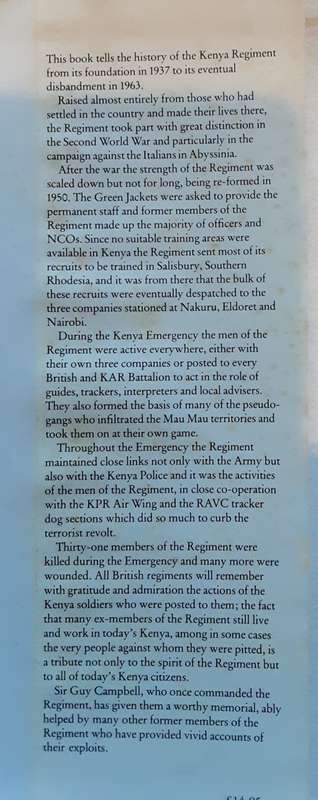 The Charging Buffalo, A History of the Kenya Regiment 1937-1963 by Guy Campbell **Signed Copy **