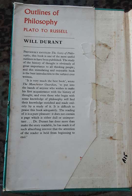 Outlines of Philosophy, Plato to Russell by Will Durant