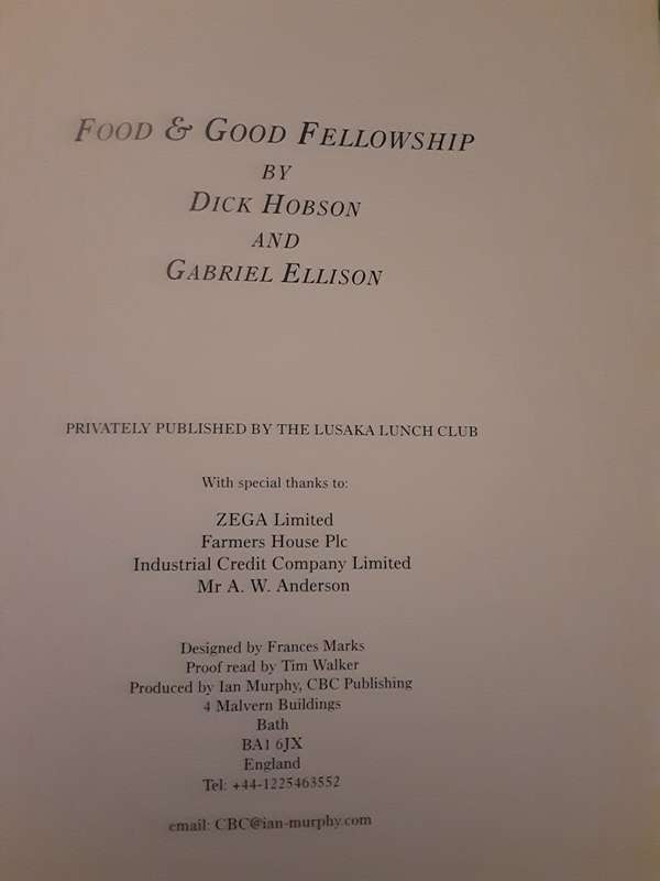 Food & Good Fellowship by Dick Hobson and Gabriel Ellison **Private Publication**