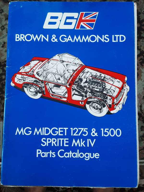 MG Midget 1275 & 1500 Sprite mkIV Parts Catalogue by Brown & Gammons Ltd