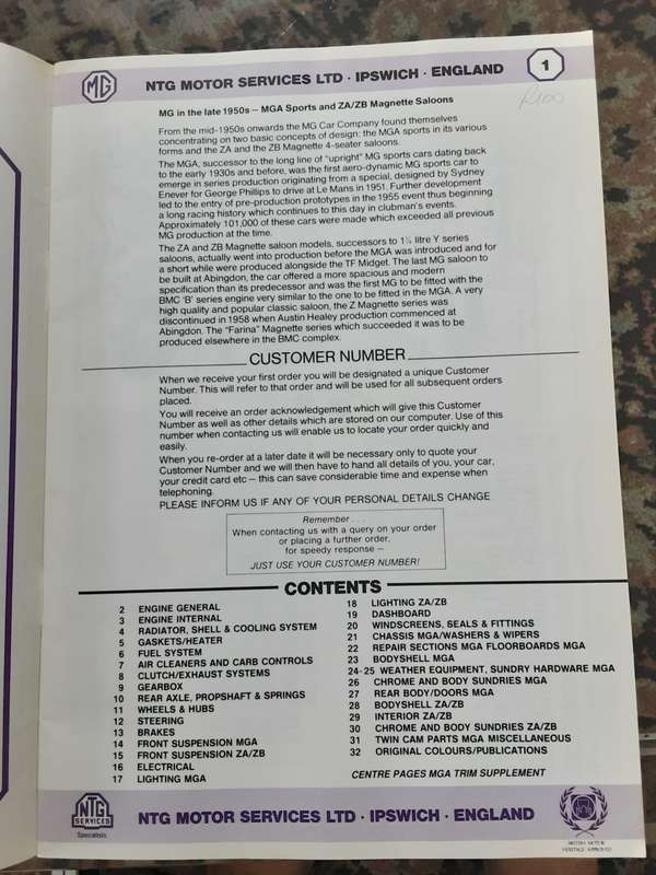 MGA & Z - Type Parts Catalogue by NTG Services