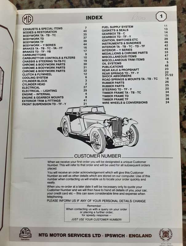 MG T&Y Type Parts Catalogue from NTG Services