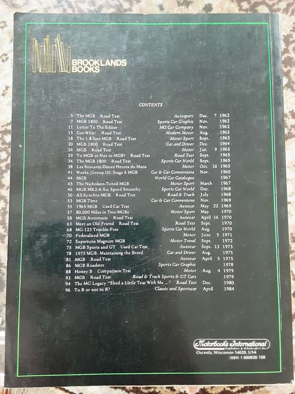 MGB Roadsters 1962-1980 compiled by R M Clarke