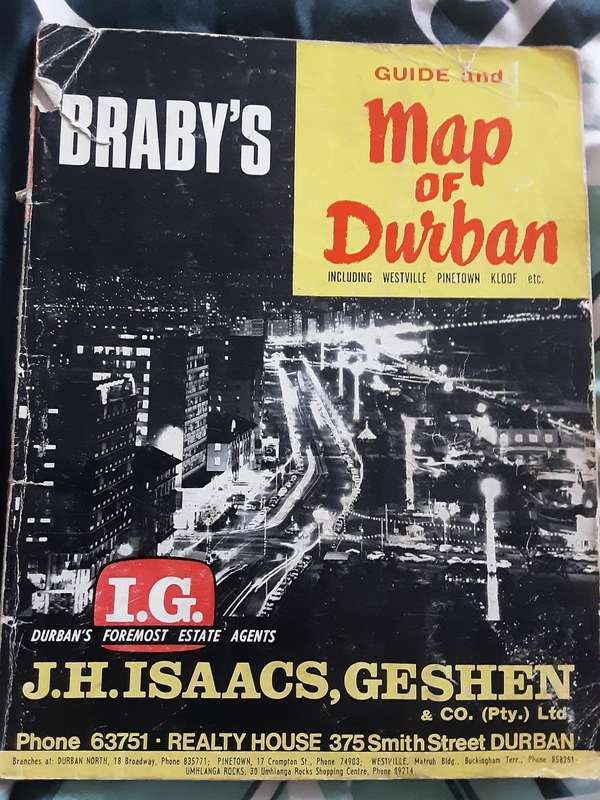 Brabys Guide and Map of Durban **circa 1960s**