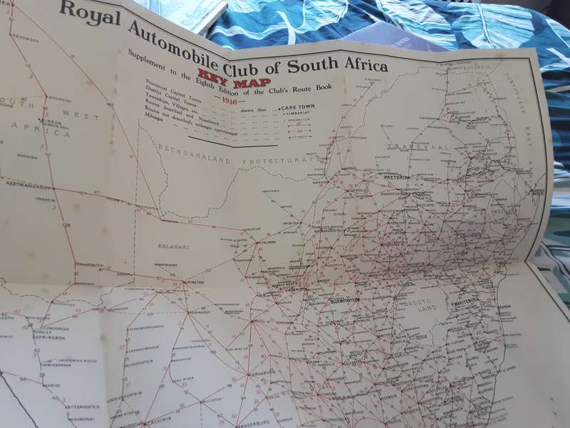 Royal Automobile Club of South Africa Route Book 8th edition 1938 ** with cloth map**