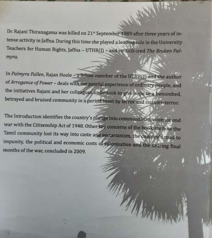 Palmyra Fallen, From Rajani to Wars End by Rajan Hoole