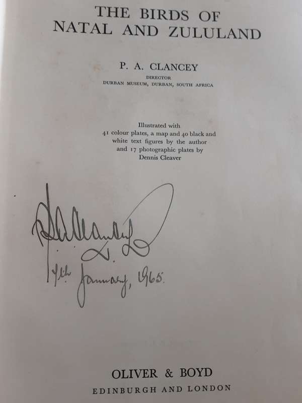 The Birds of Natal and Zululand  By: P. A. Clancey **SIGNED COPY**