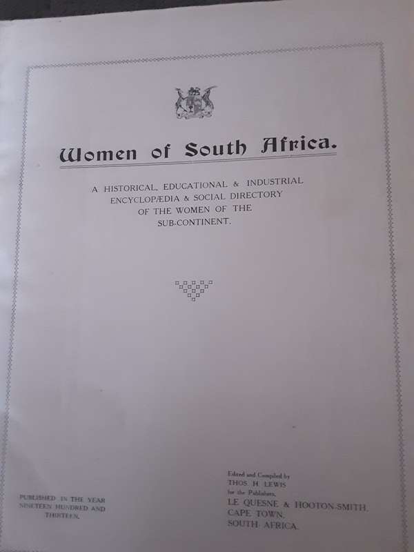 Women of South Africa edited by Thos H Lewis **SCARCE TITLE**