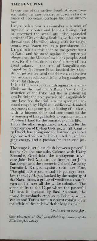 The Bent Pine, The Trial of Chief Langalibalele by Norman Herd