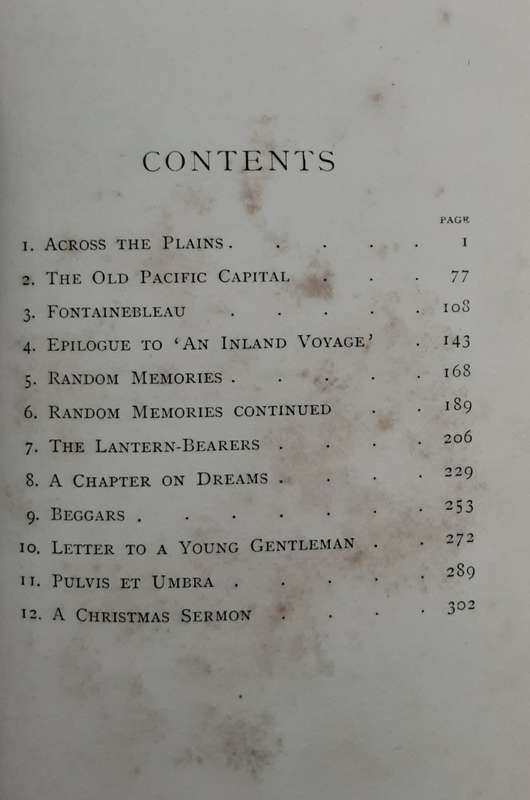Across The Plains with other Memories and  essays by Robert Louis Stevenson