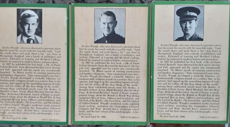 Men at Arms, Officers and Gentlemen, The End of Battle, 1979 hardcovers reprints by Evelyn Waugh