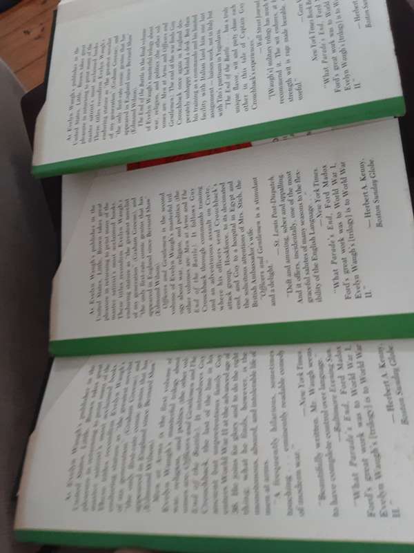 Men at Arms, Officers and Gentlemen, The End of Battle, 1979 hardcovers reprints by Evelyn Waugh
