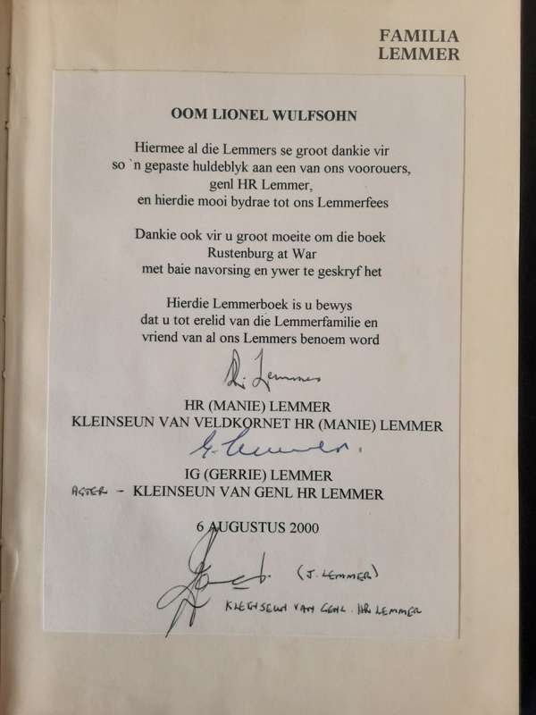 Familia Lemmer opgestel deur Stephanus R Lemmer
