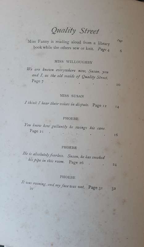 Quality Street A Comedy in Four Acts by J M Barrie illustrated by Hugh Johnson 1901