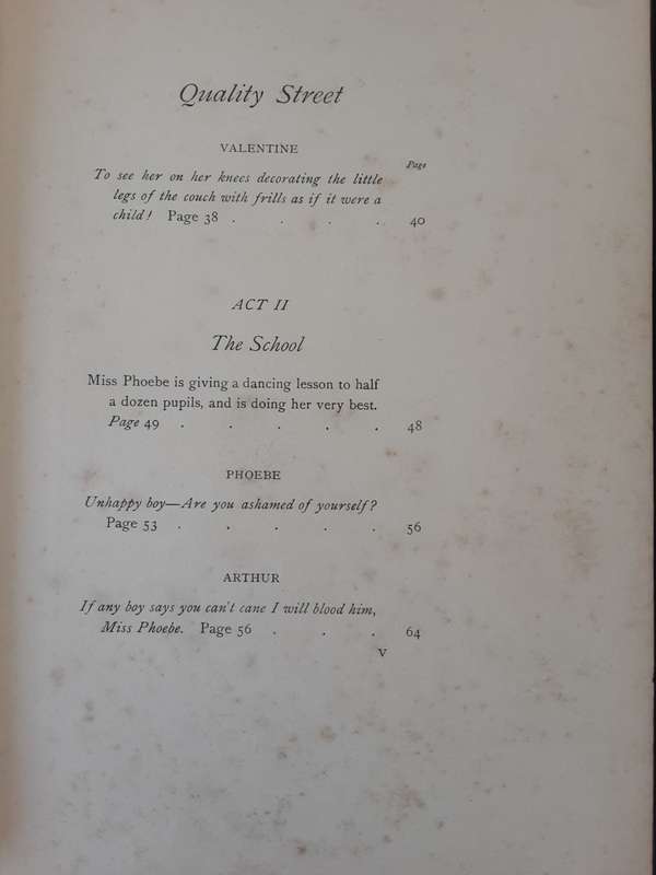 Quality Street A Comedy in Four Acts by J M Barrie illustrated by Hugh Johnson 1901