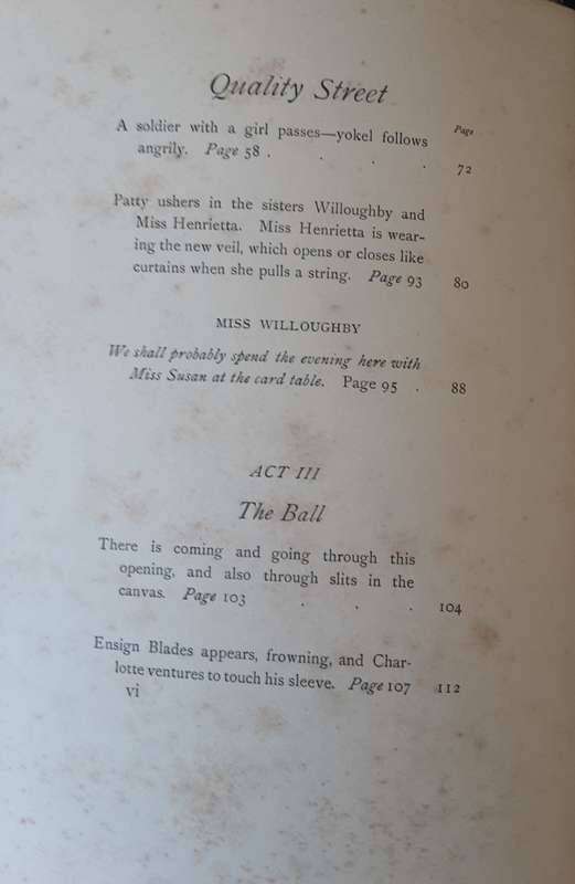 Quality Street A Comedy in Four Acts by J M Barrie illustrated by Hugh Johnson 1901